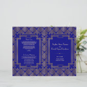 Royal Navy Blue Gold Great Gatsby Art Deco-program (Staand voorkant)