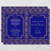 Royal Navy Blue Gold Great Gatsby Art Deco-program (Voorkant / Achterkant)