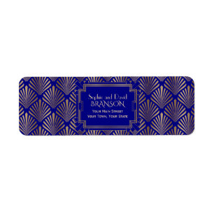 Royal Navy Blue Gold Great Gatsby Art Deco Wedding Etiket