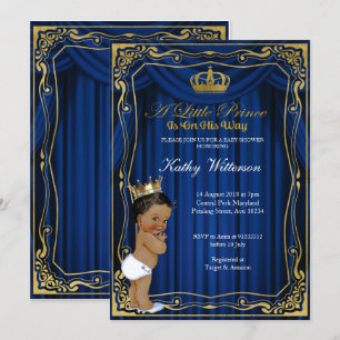 Royal Navy Blue Gold Prince Baby shower-uitnodigin Kaart