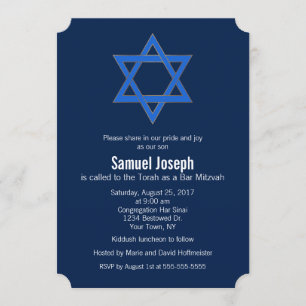 Royal Navy Blue Gold Star van David Bar Mitzvah Kaart