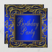 Royal Navy Blue Gold verjaardagsfeestje Kaart (Voorkant / Achterkant)