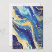 Royal Navy Blue Gold Wedding repetitie diner Kaart (Achterkant)