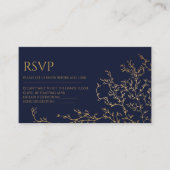Royal Navy-Blue & Gold Wedding Rsvp Card Informatiekaartje (Voorkant)