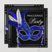 Royal Navy Blue Mask Masquerade Party Kaart (Voorkant / Achterkant)