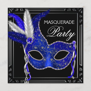 Royal Navy Blue Mask Masquerade Party Kaart