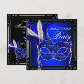 Royal Navy Blue Mask Masquerade Party Kaart (Voorkant / Achterkant)