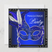 Royal Navy Blue Mask Masquerade Party Kaart (Voorkant)