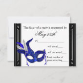 Royal Navy Blue Mask Masquerade Party RSVP (Achterkant)