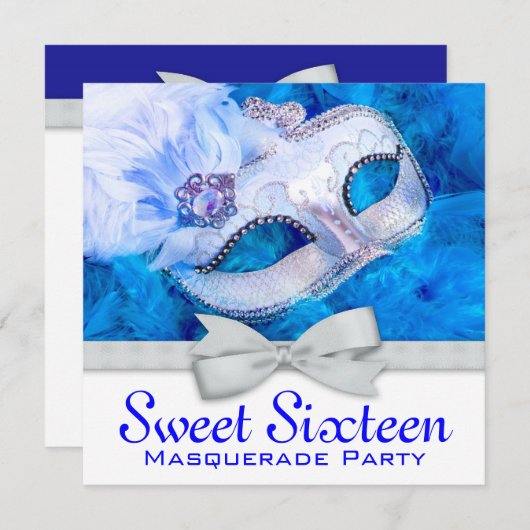 Royal Navy Blue Masquerade Party Uitnodigingen (Voorkant / Achterkant)