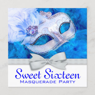 Royal Navy Blue Masquerade Party Uitnodigingen