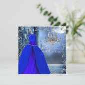Royal Navy Blue Quinceanera Kaart (Staand voorkant)
