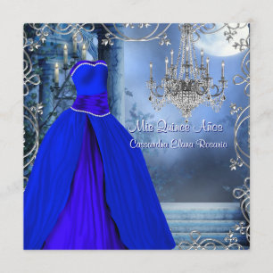 Royal Navy Blue Quinceanera Kaart