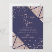 Royal Navy Blue Roos Gold Confetti Glitter Wedding Bedankkaart (Voorkant)