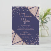 Royal Navy Blue Roos Gold Confetti Glitter Wedding Bedankkaart (Staand voorkant)