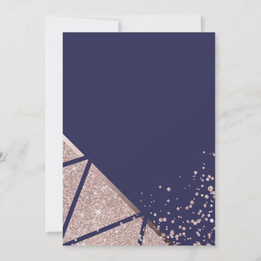 Royal Navy Blue Roos Gold Confetti Glitter Wedding Bedankkaart (Achterkant)