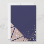 Royal Navy Blue Roos Gold Confetti Glitter Wedding Kaart (Achterkant)