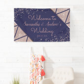 Royal Navy Blue Roos Gold Confetti Glitter Wedding Spandoek (Insitu)