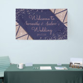 Royal Navy Blue Roos Gold Confetti Glitter Wedding Spandoek (Beurs)