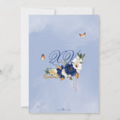 Royal Navy Blue Rozen Gold Tiara Butterfly Quince Kaart (Achterkant)