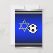 Royal Navy Blue Soccer Theme Bar Mitswa Kaart (Achterkant)