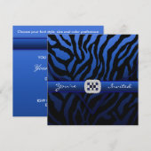 Royal Navy Blue Zebra Party Kaart (Voorkant / Achterkant)