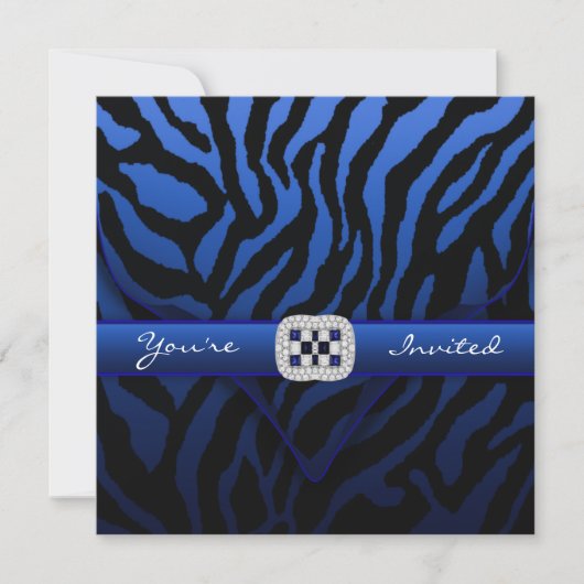 Royal Navy Blue Zebra Party Kaart (Voorkant)