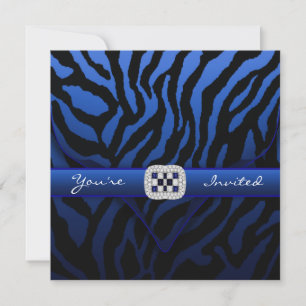 Royal Navy Blue Zebra Party Kaart