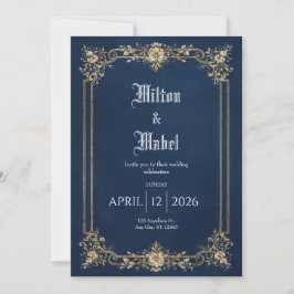 Royal Navy en gouden bloemenbruiloft Kaart