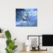 Royal Navy frigates die de Franse kust blokkeert 1 Poster (Thuiskantoor)