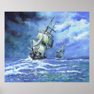 Royal Navy frigates die de Franse kust blokkeert 1 Poster