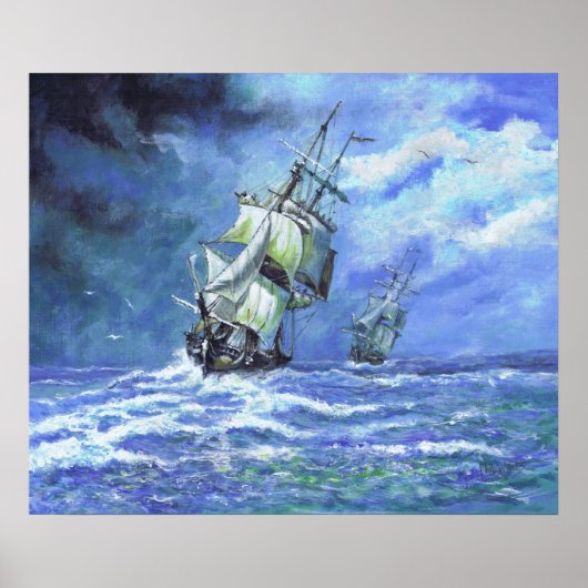 Royal Navy frigates die de Franse kust blokkeert 1 Poster (Voorkant)