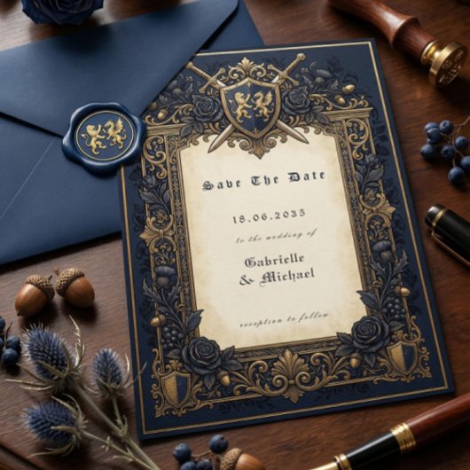 Royal Navy Moody Celestial Medieval Crest  Save The Date
