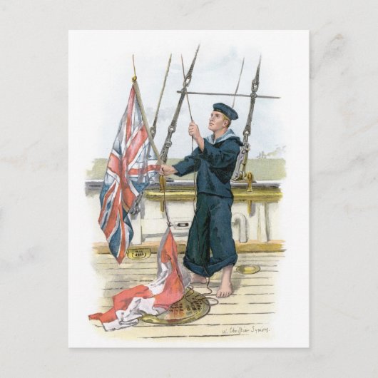 Royal Navy Sailor Signaling Briefkaart (Voorkant)