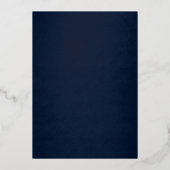 Royal Navy Scroll Floral Butterfly Quinceanera Folie Uitnodiging (Achterkant)