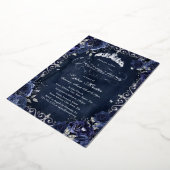 Royal Navy Silver Butterfly Roos Quinceanera Folie Uitnodiging (Gedraaid)