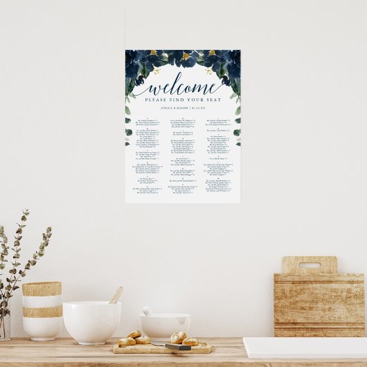 Royal Navy Wedding Seating Chart Poster (Keuken)