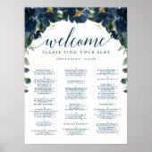 Royal Navy Wedding Seating Chart Poster (Voorkant)