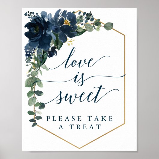 Royal Navy Wedding Sign Love is Sweet Poster (Voorkant)