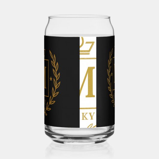 "Royal NMKY Emblem – Monogram M Crest Design" Blikvorm Glas (Links)