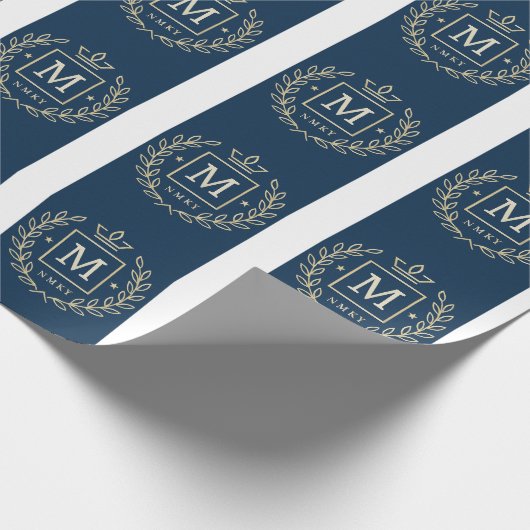 "Royal NMKY Emblem – Monogram M Crest Design" Cadeaupapier (Hoek)