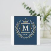 "Royal NMKY Emblem – Monogram M Crest Design" Feestdagenkaart (Staand voorkant)