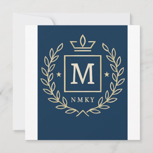 "Royal NMKY Emblem – Monogram M Crest Design" Feestdagenkaart (Voorkant)