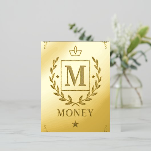 "Royal NMKY Emblem – Monogram M Crest Design" Folie Feestdagen Briefkaart (Staand Voorkant)