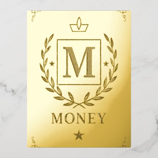 "Royal NMKY Emblem – Monogram M Crest Design" Folie Feestdagen Briefkaart (Voorkant)