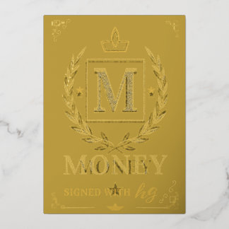"Royal NMKY Emblem – Monogram M Crest Design" Folie Feestdagenkaart