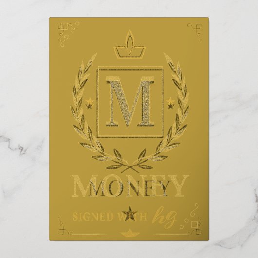 "Royal NMKY Emblem – Monogram M Crest Design" Folie Feestdagenkaart (Voorkant)