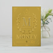 "Royal NMKY Emblem – Monogram M Crest Design" Folie Feestdagenkaart (Staand Voorkant)