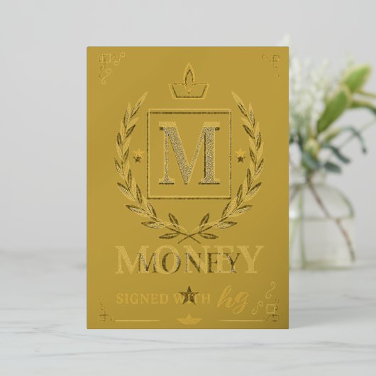 "Royal NMKY Emblem – Monogram M Crest Design" Folie Feestdagenkaart (Staand Voorkant)