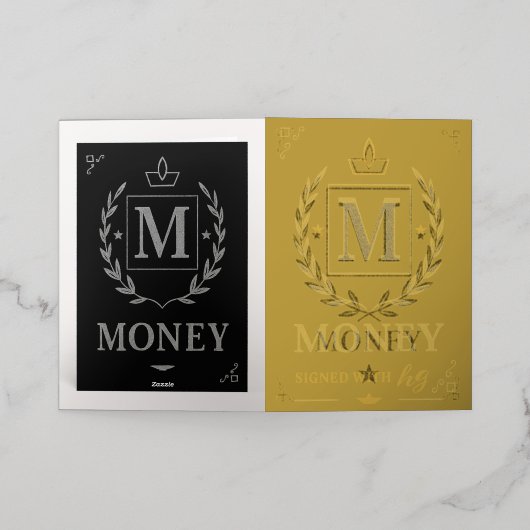 "Royal NMKY Emblem – Monogram M Crest Design" Folie Wenskaart (Buiten Laag)